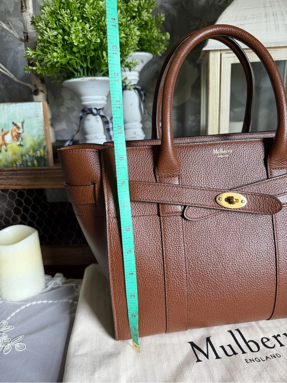 Mulberry Brown Pebbled Leather Small Bayswater Tote Purse